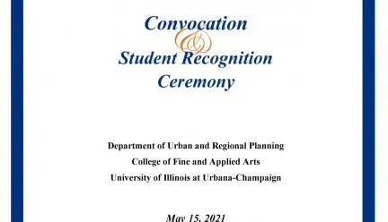 Blue, white and orange poster for convocation ceremony