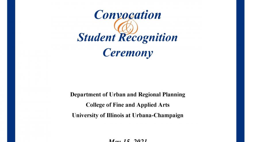 Blue, white and orange poster for convocation ceremony