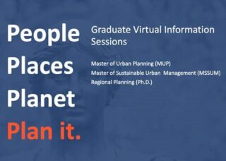 Blue and orange flyer listing DURP graduate programs