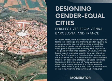 Blue background with white lettering describing lecture.