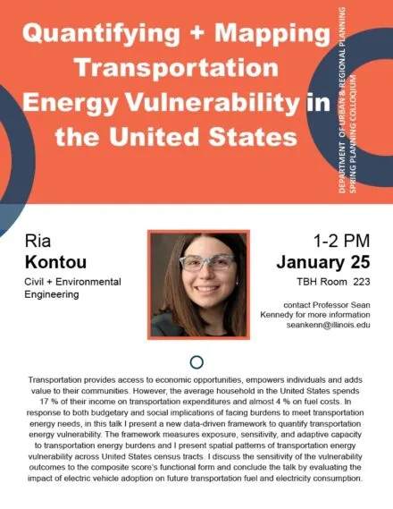 Orange and blue flyer with lecture information