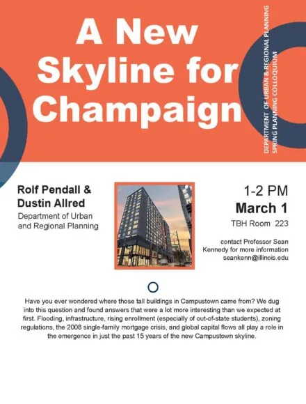 Orange and blue flyer with titles of each seminar this fall