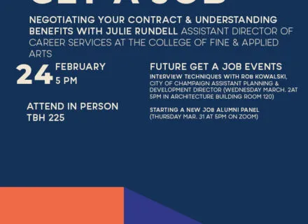 Blue, orange and green flier with beige letters giving details to Get A Job session 3