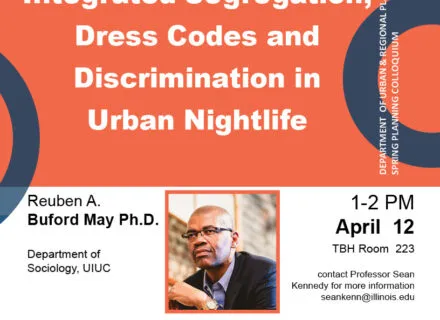 Orange, blue and white flier with photo of Dr. Reuben A. Buford