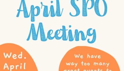 White, orange and blue flier with meeting details