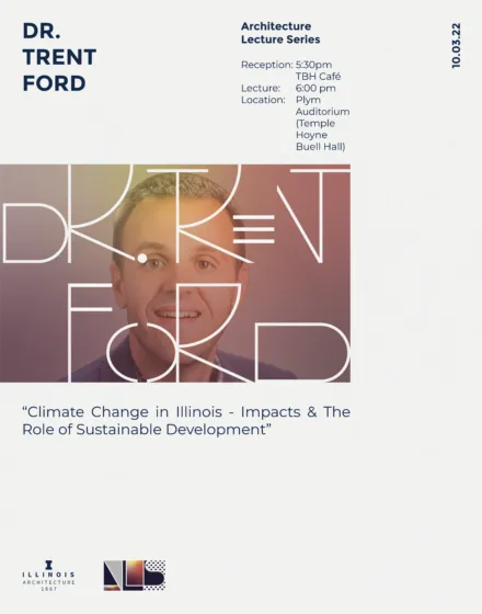 White flier with photo of Dr. Ford with a reddish background and lecture details written around it
