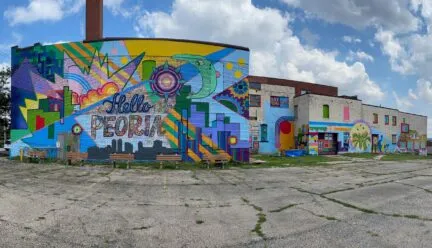 Colorful mural on building in Peoria, Illinois