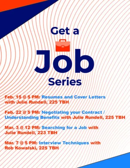 Colorful flier regarding 2023 Get A Job series