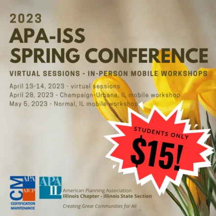 Tan poster with yellow daffodils announcing spring conference