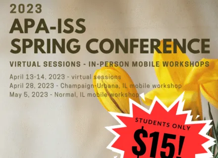 Tan poster with yellow daffodils announcing spring conference