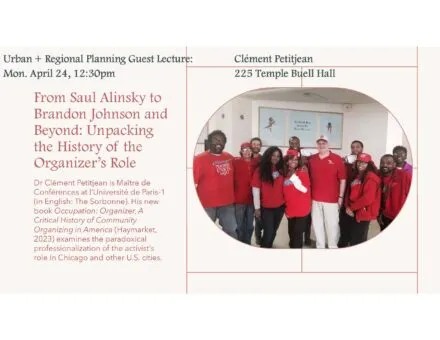 White flier with read lettering and photo of a group of people all wearing red shirts