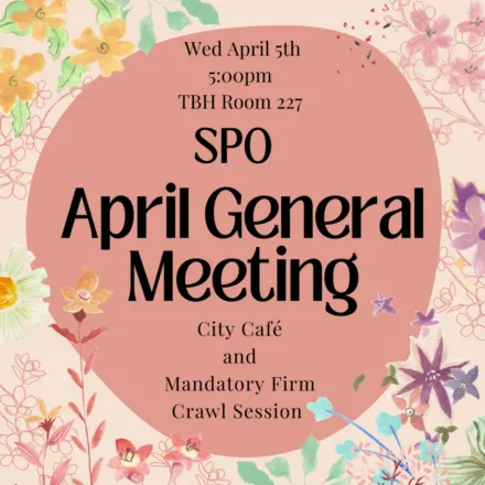 Peach colored flier with pastel flowers around information on the meeting