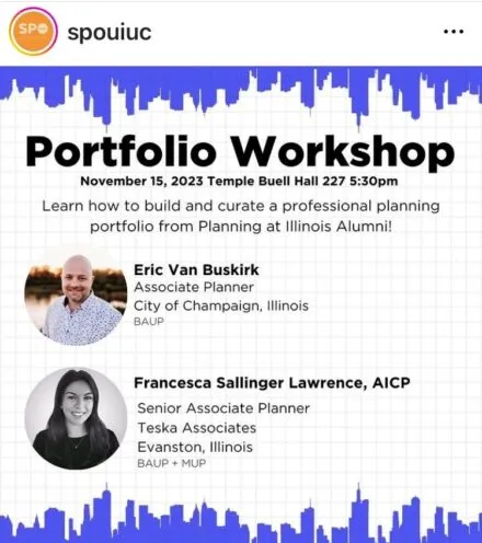 White and blue flier for workshop