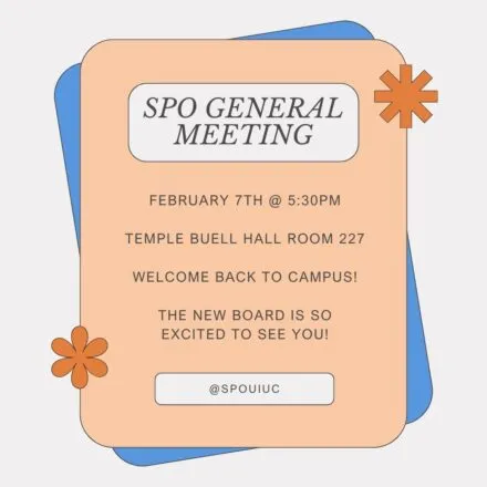 Orange, blue and white meeting poster