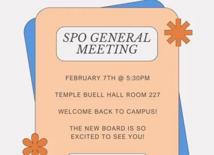 Orange, blue and white meeting poster