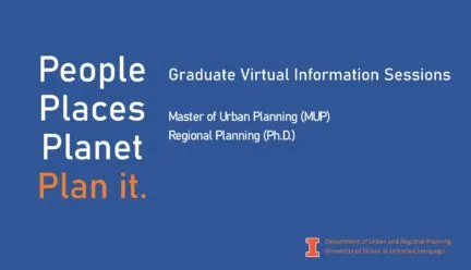 Blue and orange flyer listing graduate programs