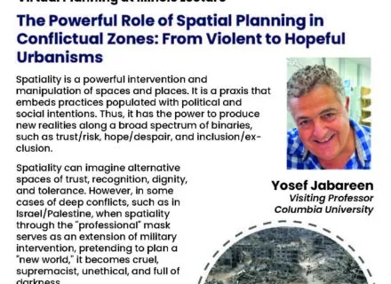 White flier with blue and black text