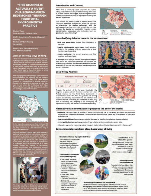 Poster with white text over brown background on the left-hand side, and right-hand side on white background with maps of area