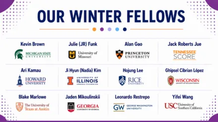 A flier of 12 winter fellows from a variety of universities including UIUC