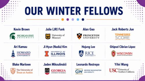 A flier of 12 winter fellows from a variety of universities including UIUC