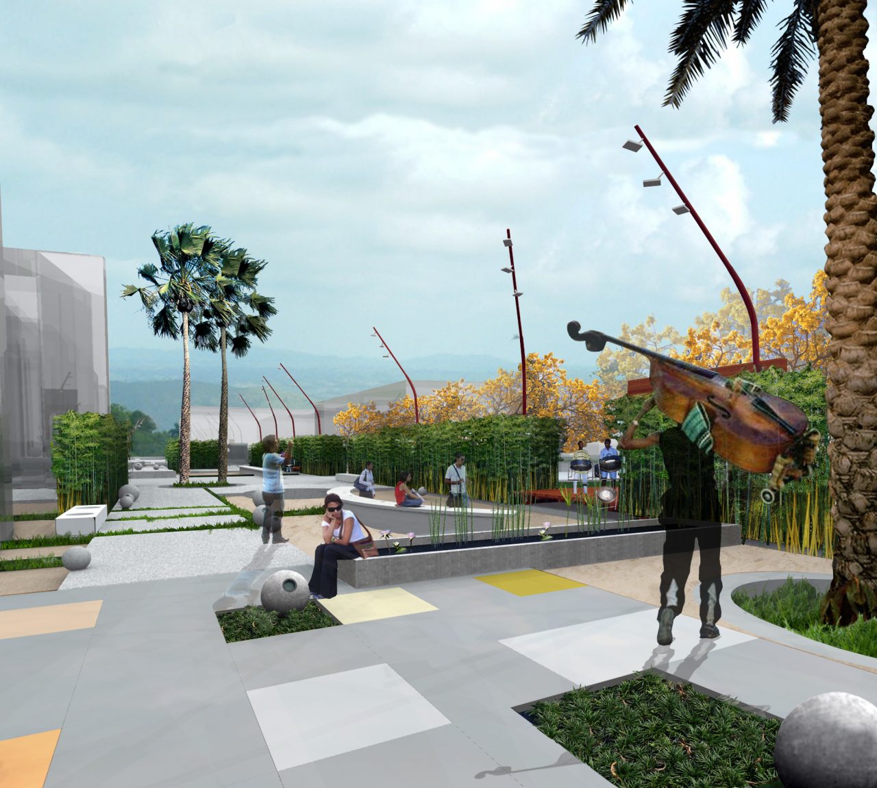 collage of sidewalk design proposal in trinidad