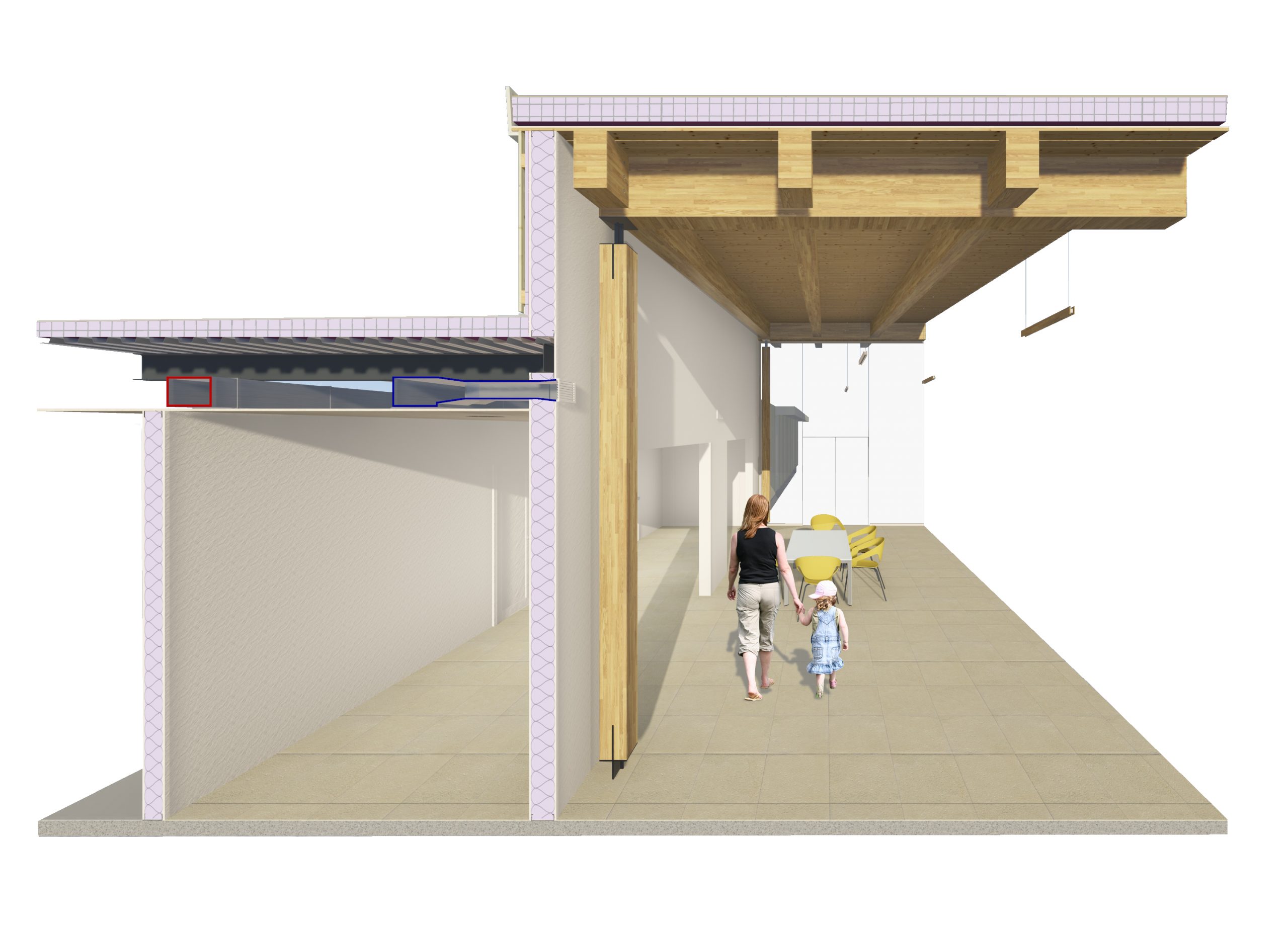 HVAC system section perspective