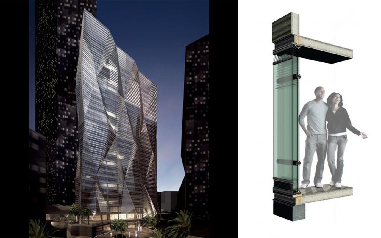 Rendering (left) and facade detail (right) 