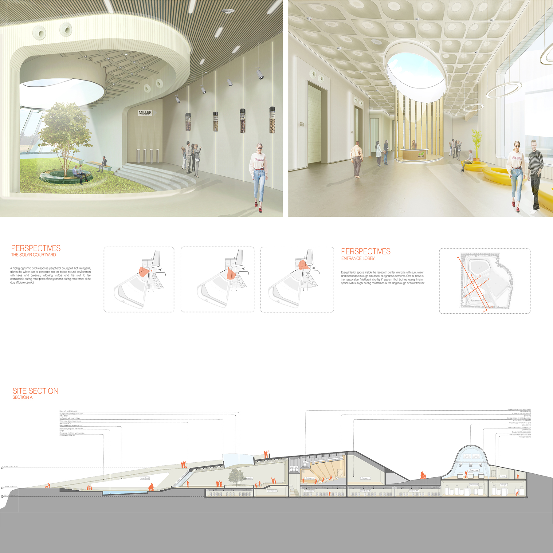 Renderings, diagrams, and section