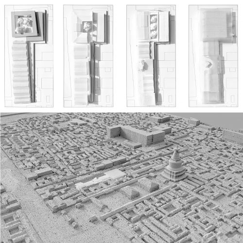 top views of models and urban scale model perspective 