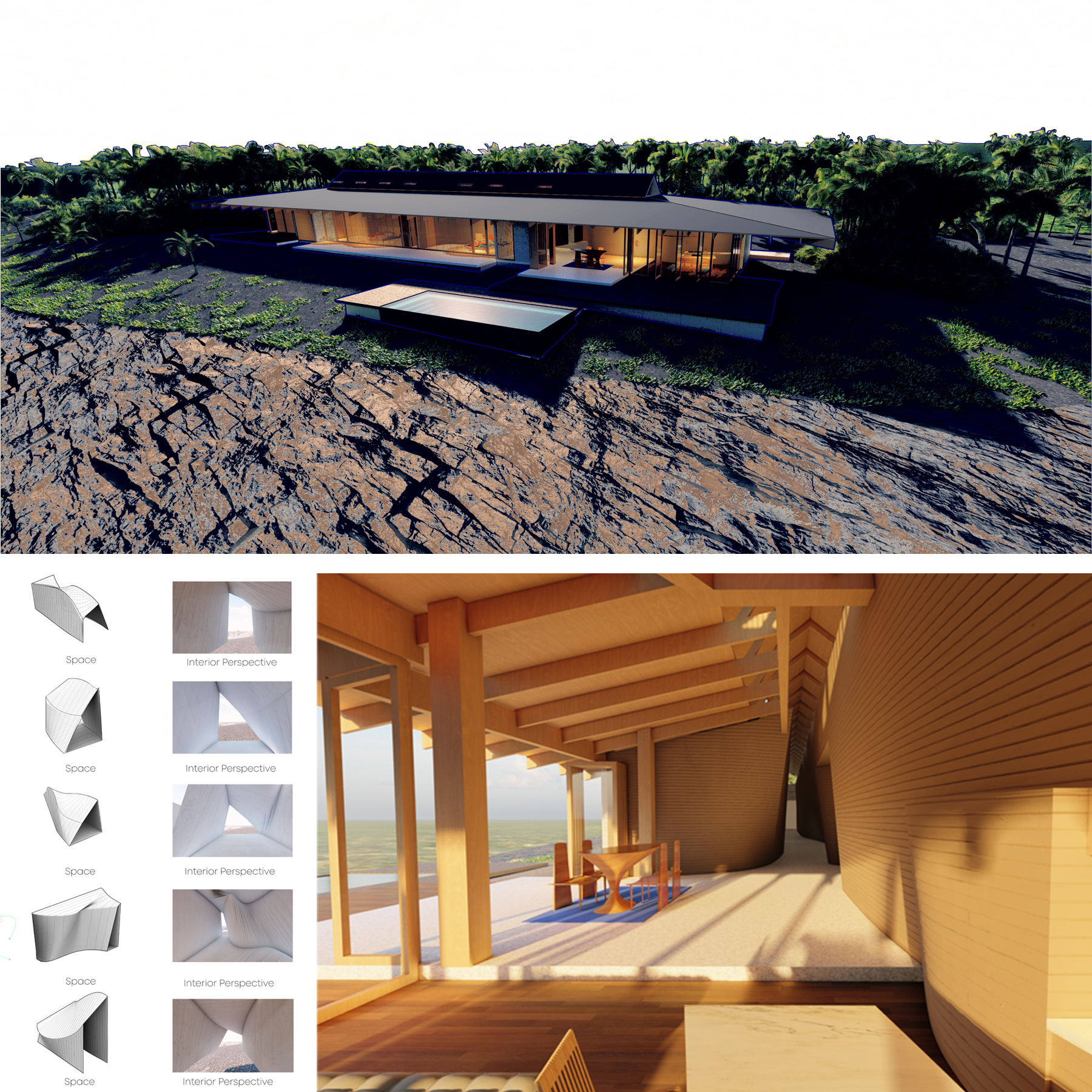 renderings and material palette