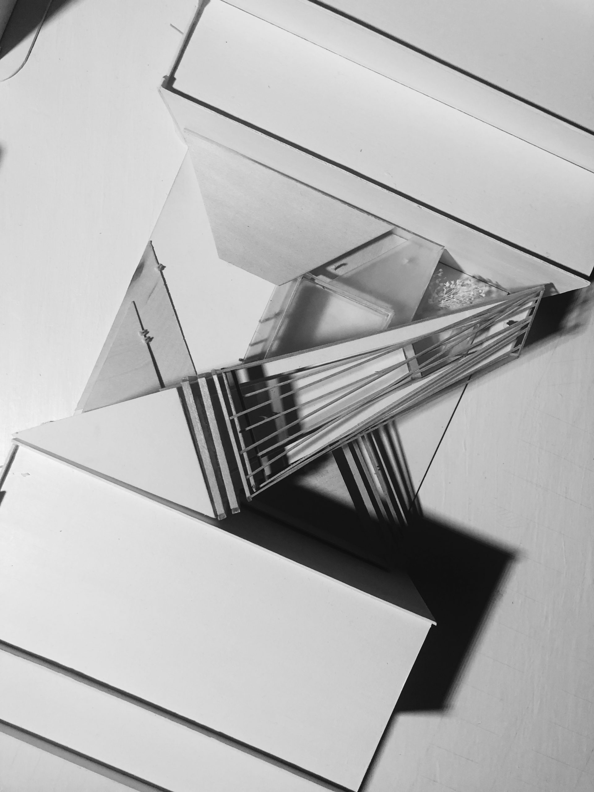 Top view of model showing angled design