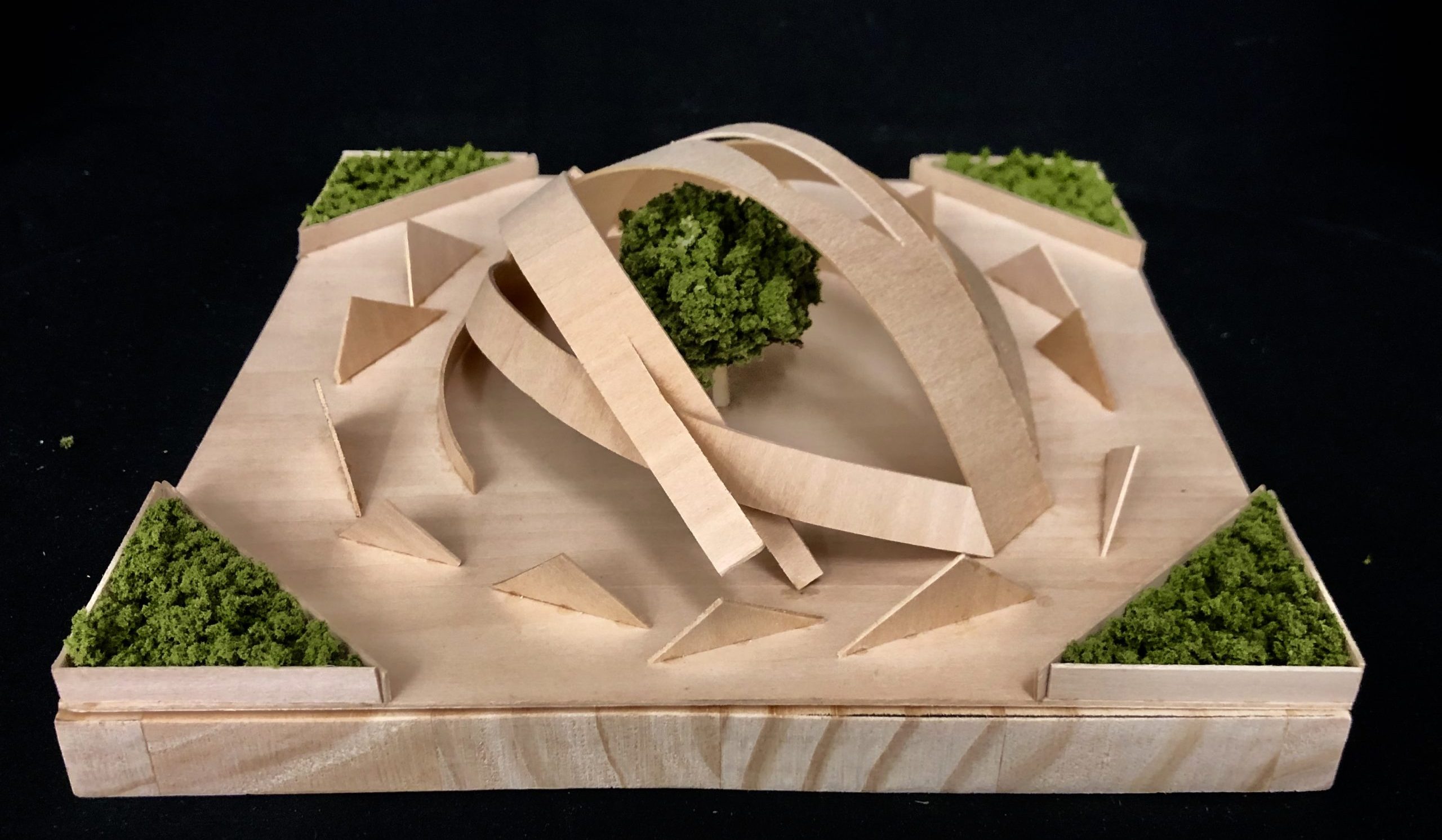 Wood model of curved surfaces
