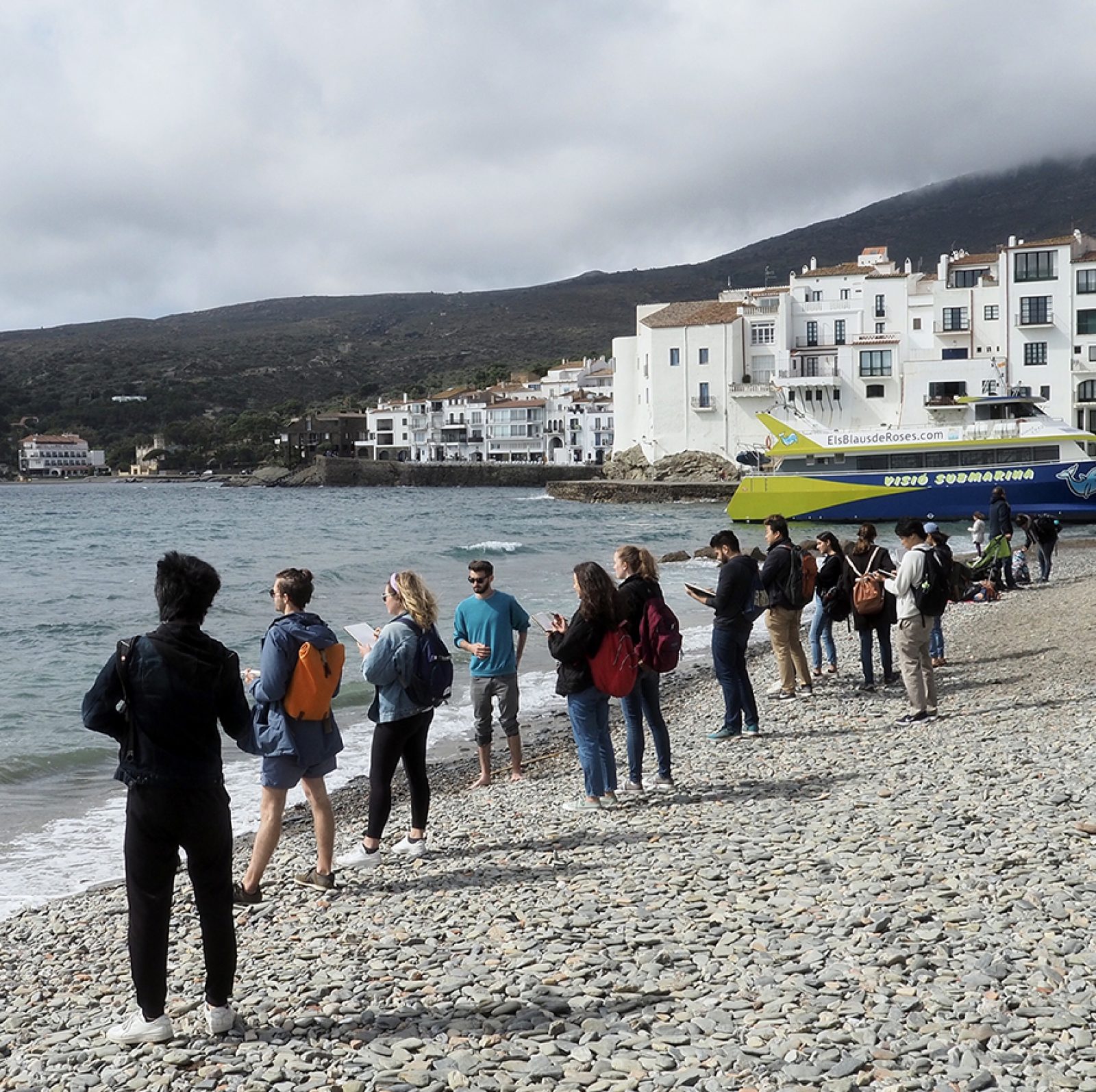 Students sketching outside in Cadaques