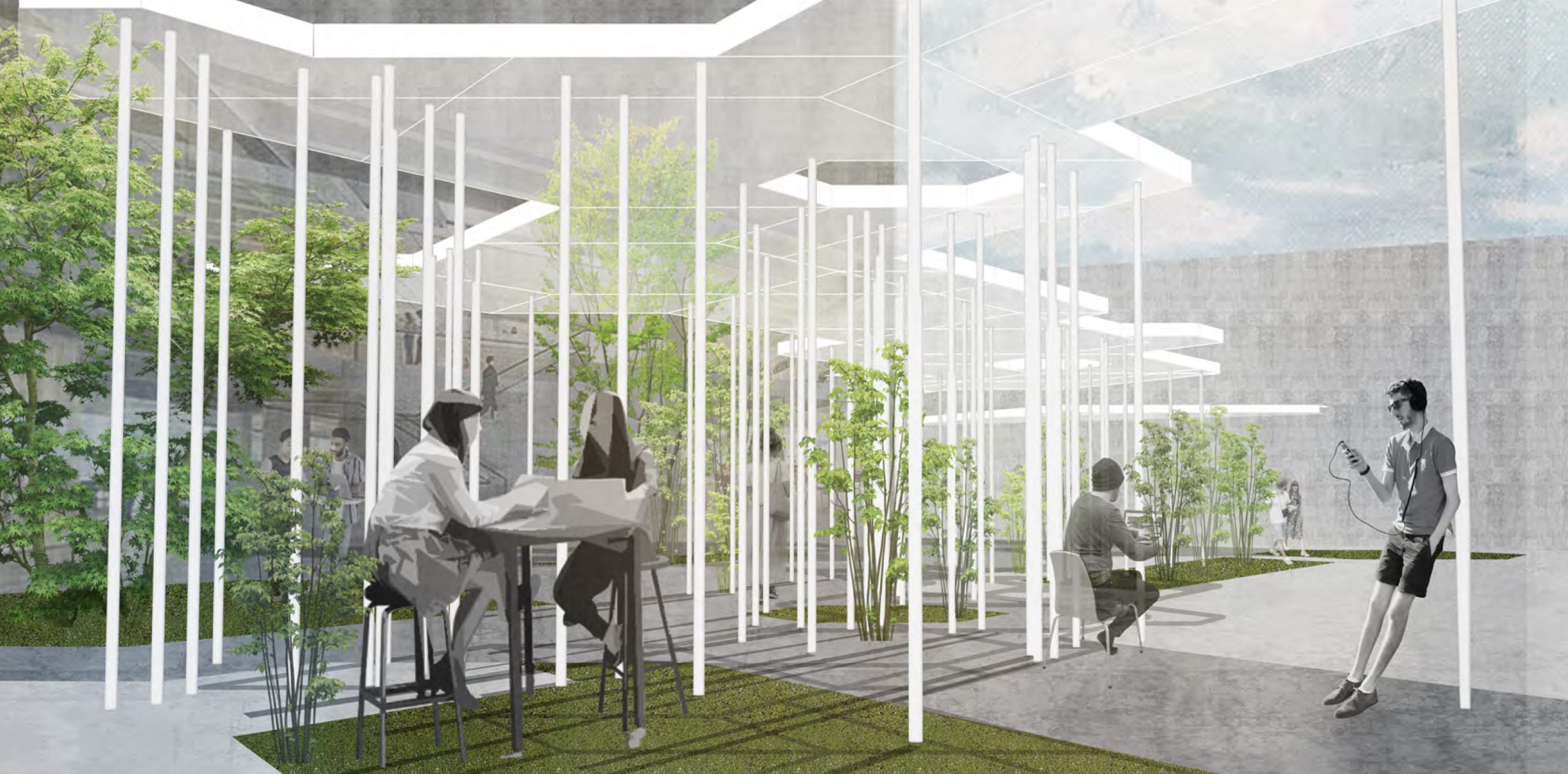 perspective of hexagonal grid canopy design