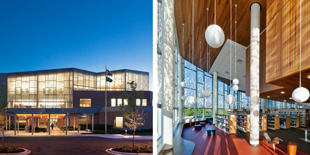 images of fountaindale library exterior and interior 
