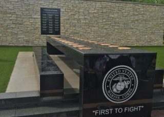 closeup of granite memorial table