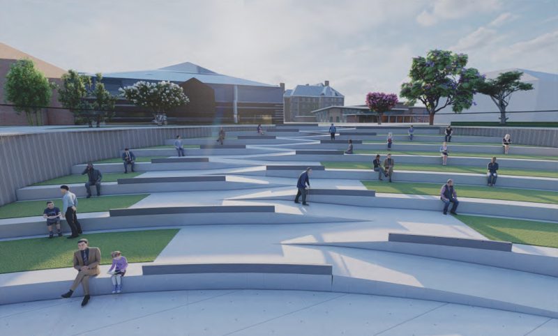 perspective view of amphitheater in landscape 