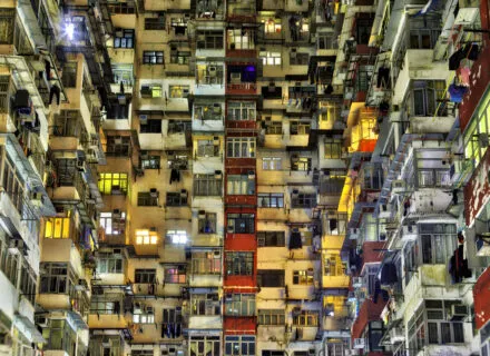 lots of habitat buildings stacked on top of each other