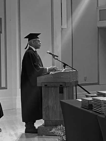 maurice cox during his commencement speech 