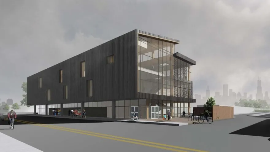 exterior rendering of a community center in chicago