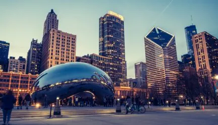 Downtown Chicago at dusk 