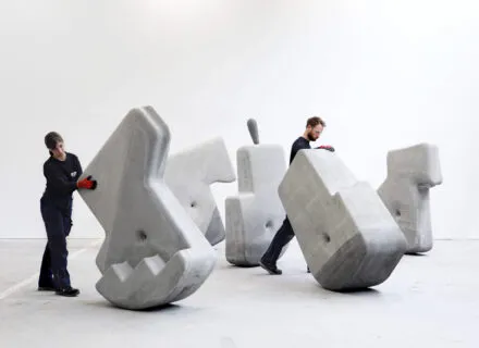 image of sculptures in a large white gallery