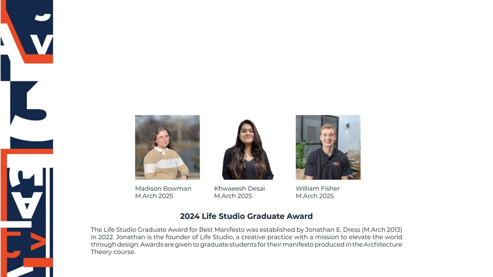 Life Studio Graduate Award Winners