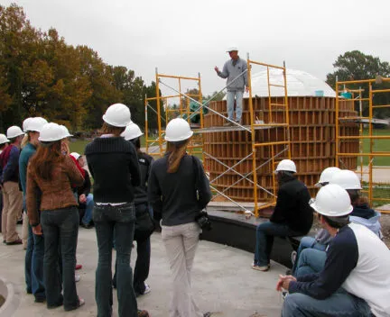 students visiting wwII site