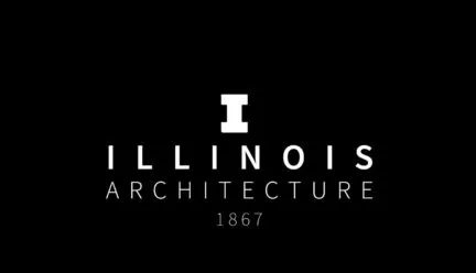 UIUC school of architecture logo white lettering on black background