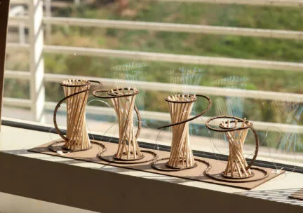 swirl buildings made of wood