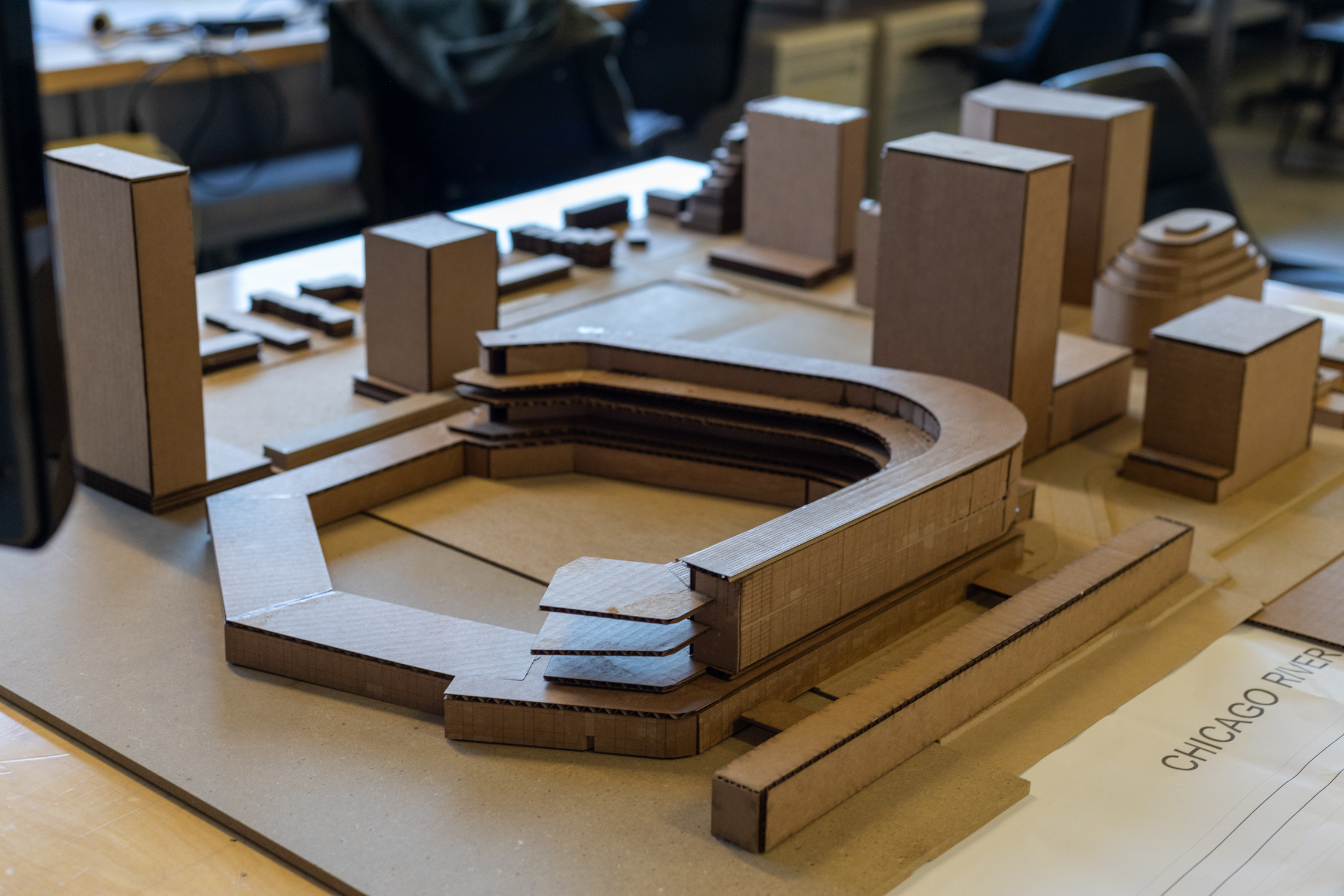 buildings with a large building pool thing in the middle