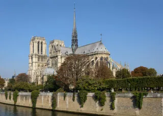 notre-dame large medieval cathedral off-white with spires