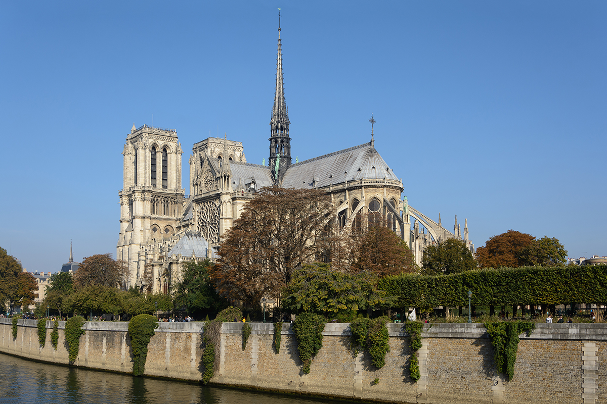 notre-dame large medieval cathedral off-white with spires