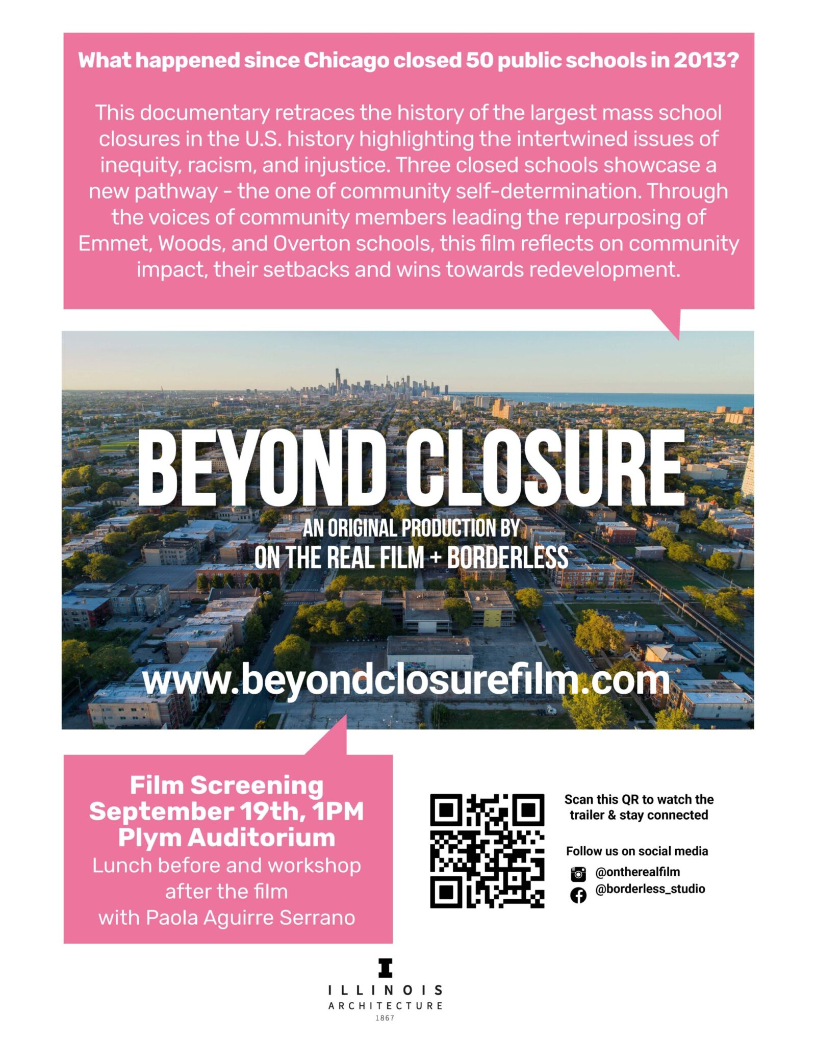 an image of chicago and text. all information will be included in other areas of website.
